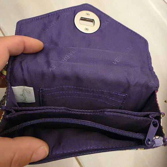 VERA BRADLEY Heather Paisley Turn Lock Wallet Wristlet Purple Teal - Picture 10 of 16